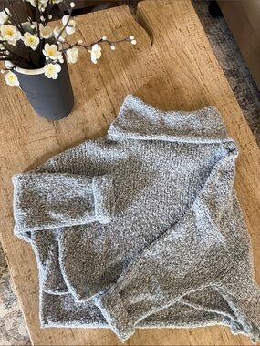 Free People Gray Bouclé Cowl-Neck Sweater